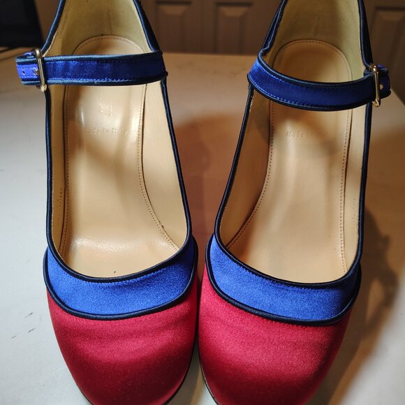 J. Crew Collection - Italian Made Colorblock Midnight Ocean Satin Mary Jane - Picture 3 of 6